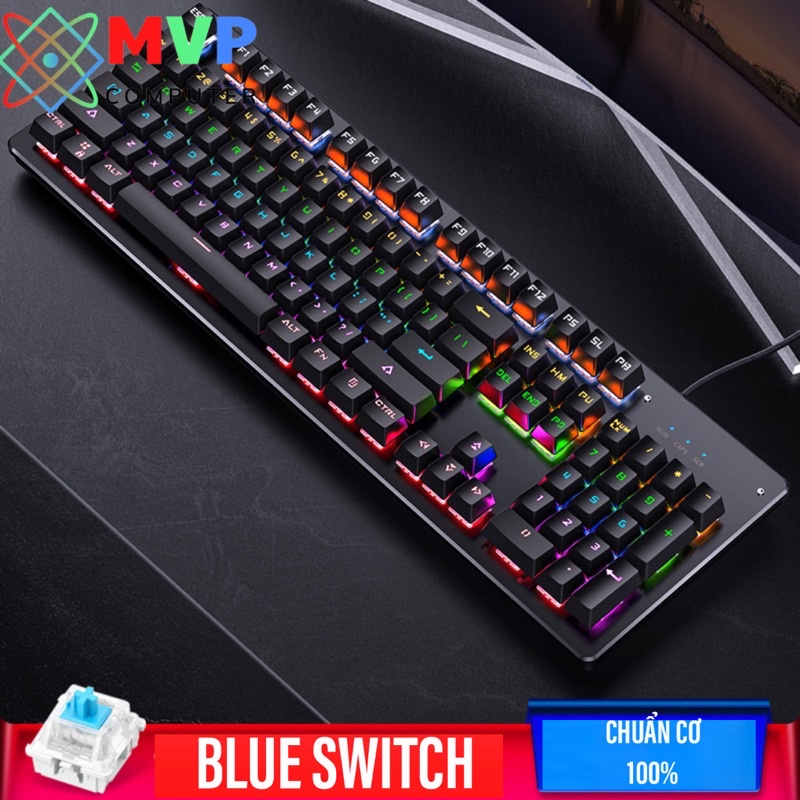 Bàn Phím Cơ Gaming Máy Tính Laptop YINDIAO ZK4 Blue Switch LED RGB 10 Chế Độ Ánh Sáng Cao Cấp Có Hai Màu Đen Và Trắng