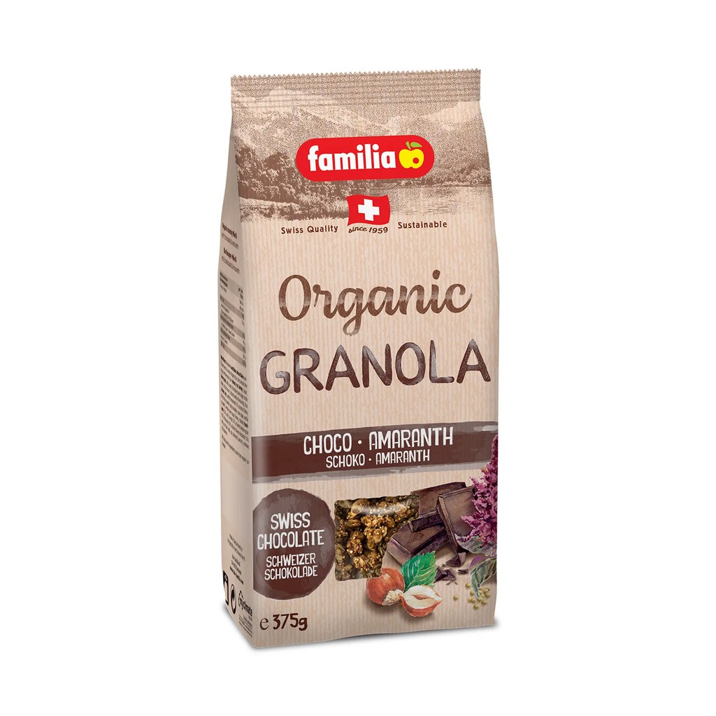 Ngũ cốc Organic Granola vị sô cô la và dền hạt hiệu Familia 375g