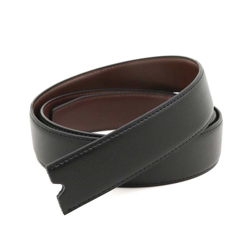 5 Màu Sắc Hai Mặt Đục Lỗ Thắt Lưng Không Khóa Mịn Khóa Da Thật Chính Hãng 3.3cm