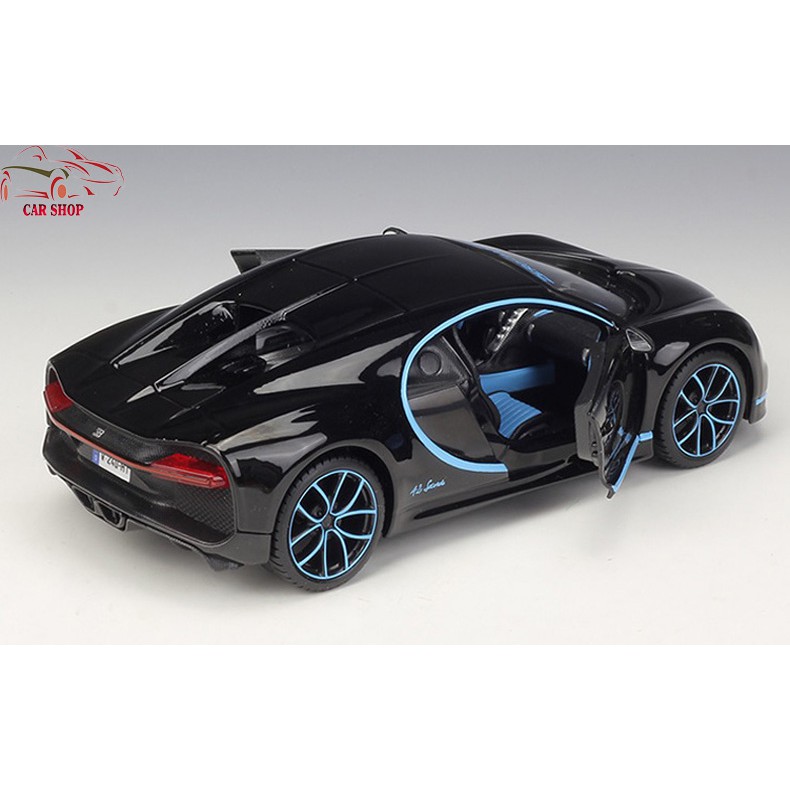 Xe mô hình hợp kim siêu xe Bugatti Chiron Maisto tỉ lệ 1:24 màu đen xanh