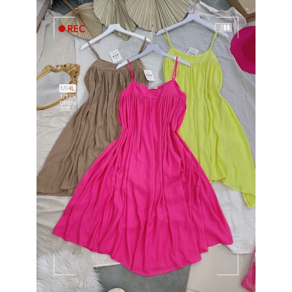 Đầm Xoè Nữ Hai Dây Dáng Dài Tiểu Thư Vải Lụa Đũi ( bầu bí bon chen thoải mái) (Hàng Có Sẵn - Giá Gốc) | BigBuy360 - bigbuy360.vn