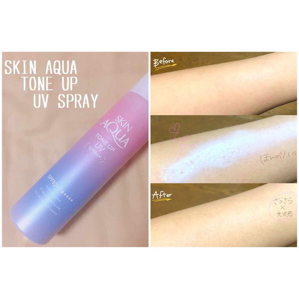 Xịt chống nắng Rohto Skin Aqua Tone Up UV Spray SPF50+ Nhật Bản 70g