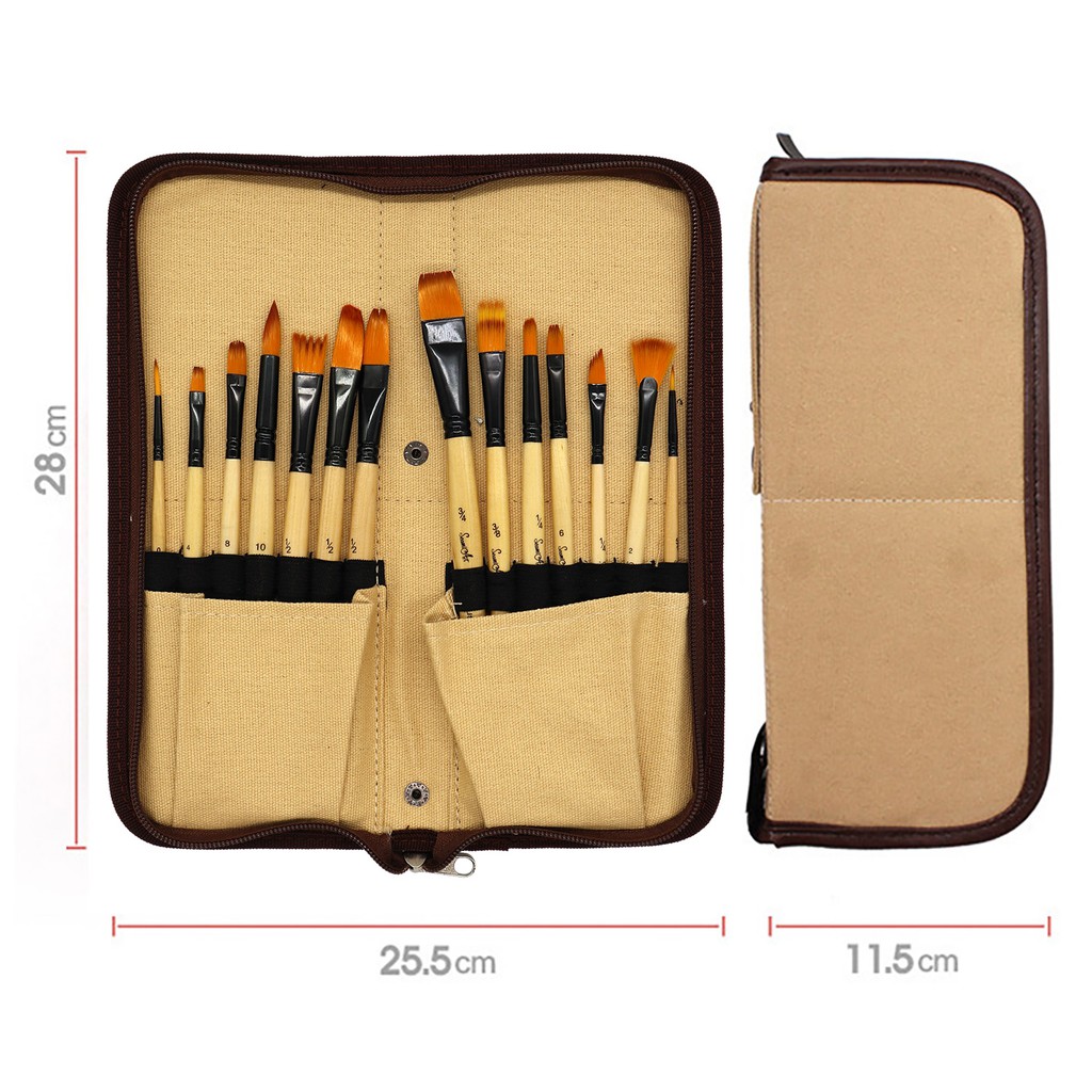 Bộ 14 Cọ Vẽ SeamiArt Tay Cầm Làm Từ Gỗ Và Nylon Tiện Dụng