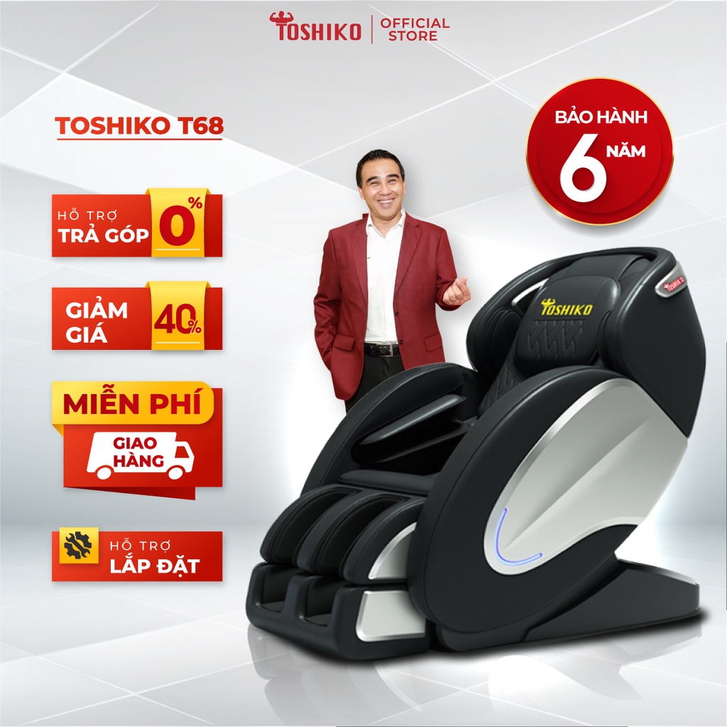 Ghế massage trị liệu toàn thân cao cấp Toshiko T68 Bảo Hành 6 năm công nghệ con lăn 4D và nhiệt hồng ngoại cao cấp