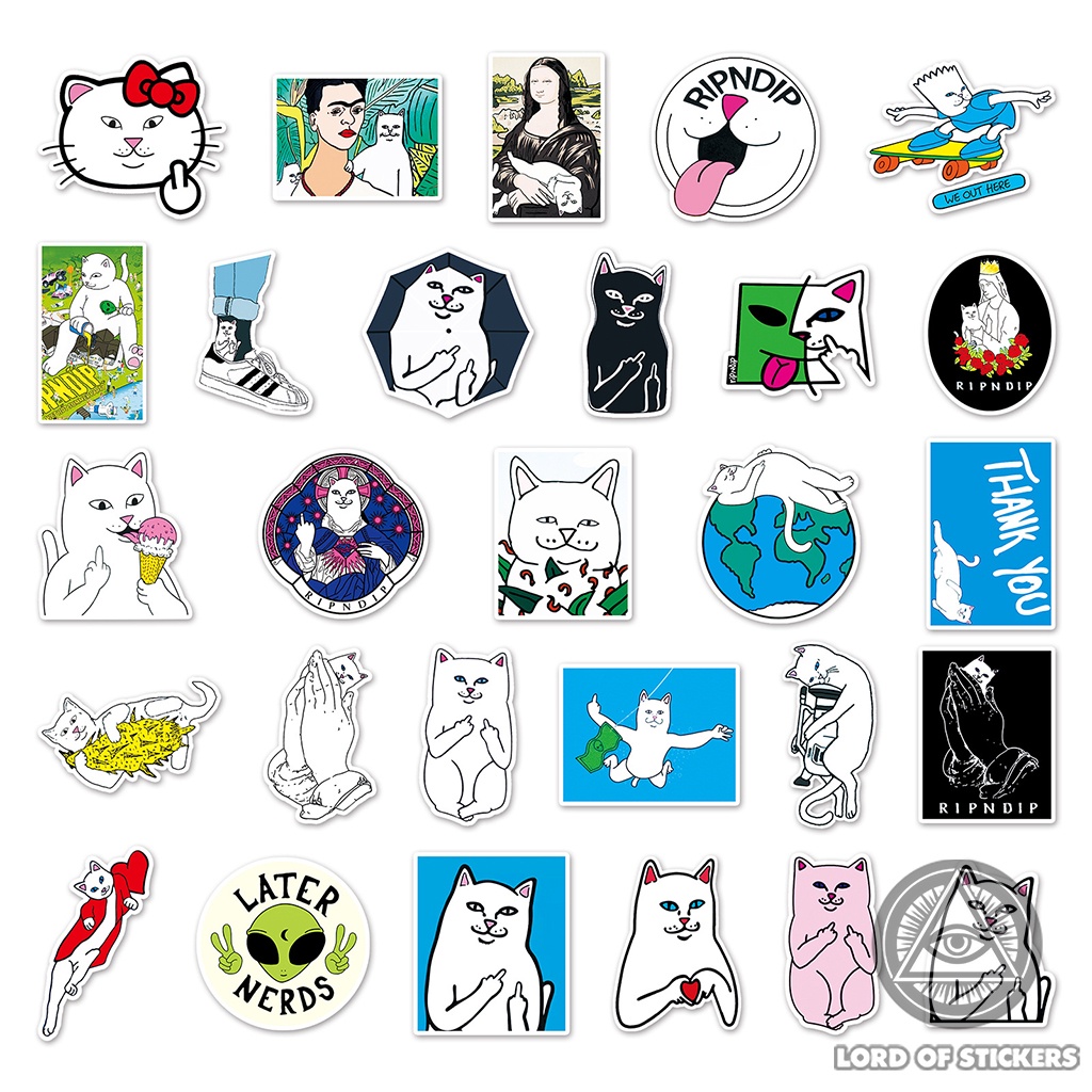 Set 56 Hình Dán Mèo RIPNDIP Sticker Meme Vui Nhộn Hài Hước Chống Thấm Nước Trang Trí Mũ Bảo Hiểm, Laptop, Ván Trượt, Sổ