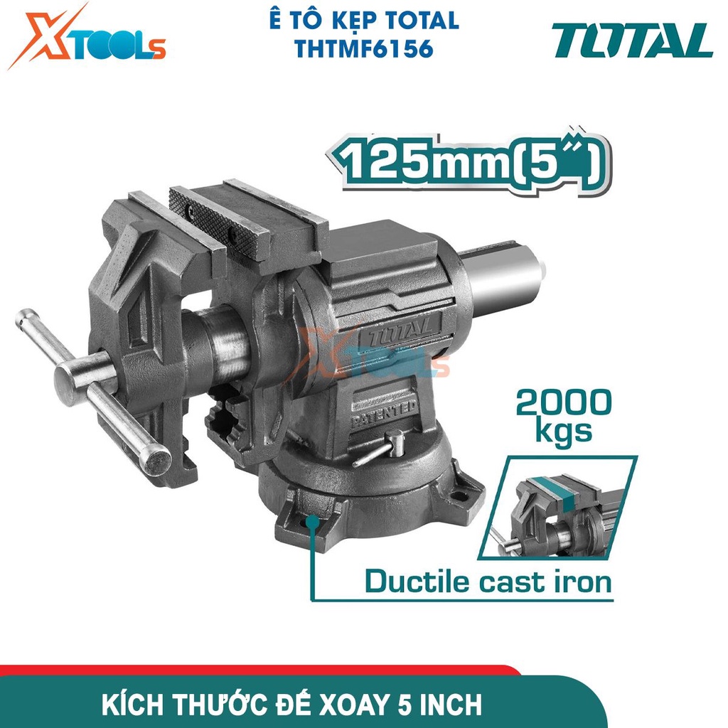 Ê tô kẹp đa năng TOTAL THTMF6156, ê tô kẹp đế xoay kích thước đế xoay 5 inch, lực kẹp tối đa: 2000KGS -CHÍNH HÃNG-XTOOLS