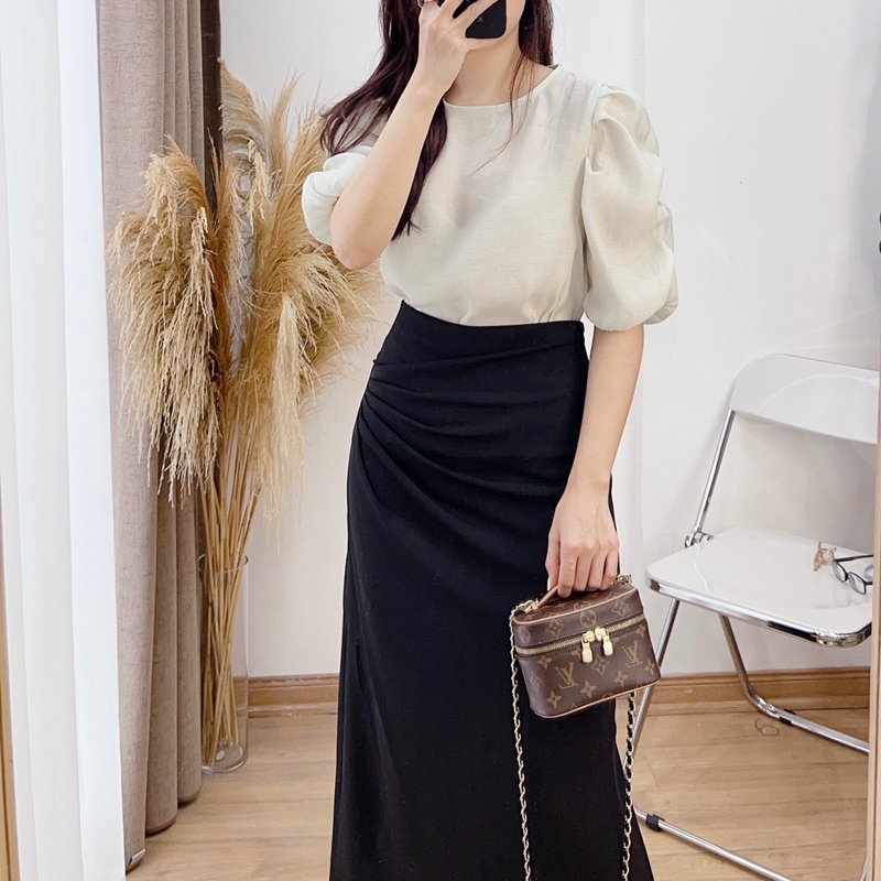 Z3690 chân váy nhún xẻ hông