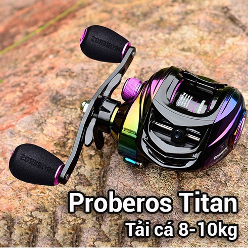 Máy Ngang Câu Lure Proberos Màu Ánh Tím Titan - Có máy tay quay trái và phải