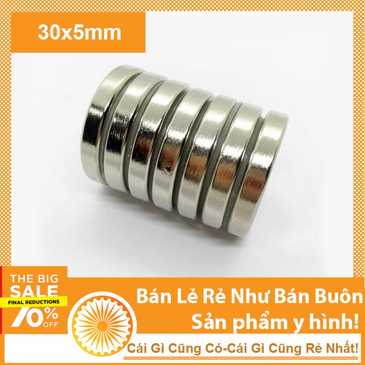 Nam châm viên 30x5 lỗ 5mm có lỗ bắt vít