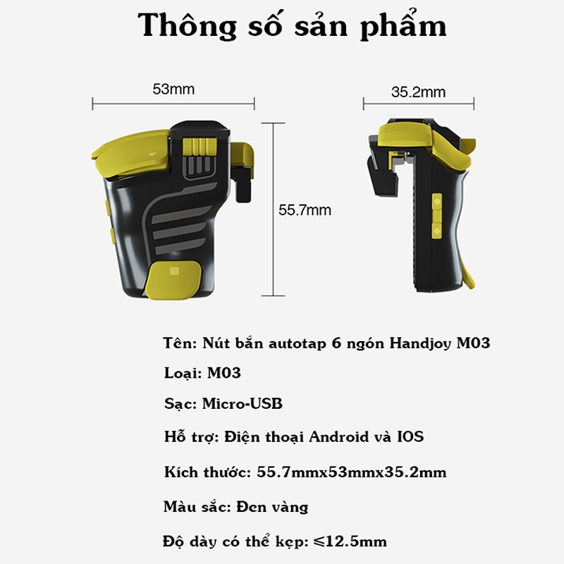 [Giảm giá thần tốc] Nút bắn autotap chơi game 8 ngón Handjoy M03 - nút bấm FPS FTMOBILE(