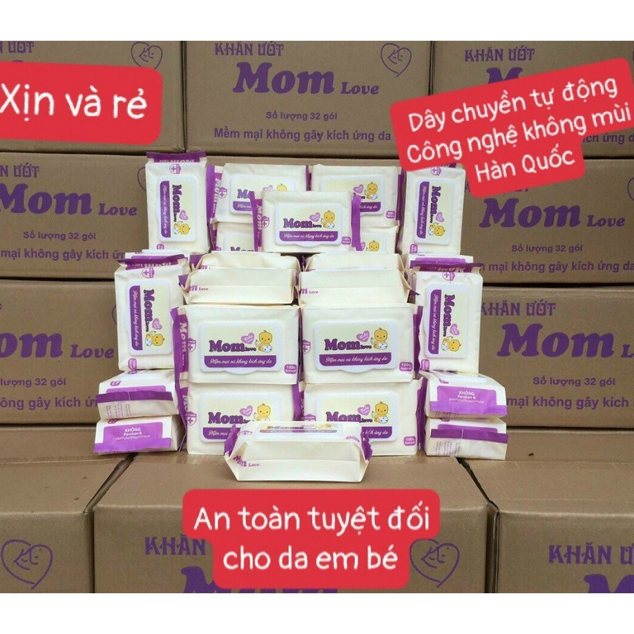 (Flash Sale) Khăn Giấy Ướt Cho Bé Mom Love Không Mùi, An Toàn, Chất Lượng Cao - Amina