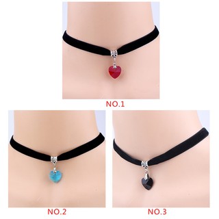 Choker nhung mặt pha lê tím cực cá tính
