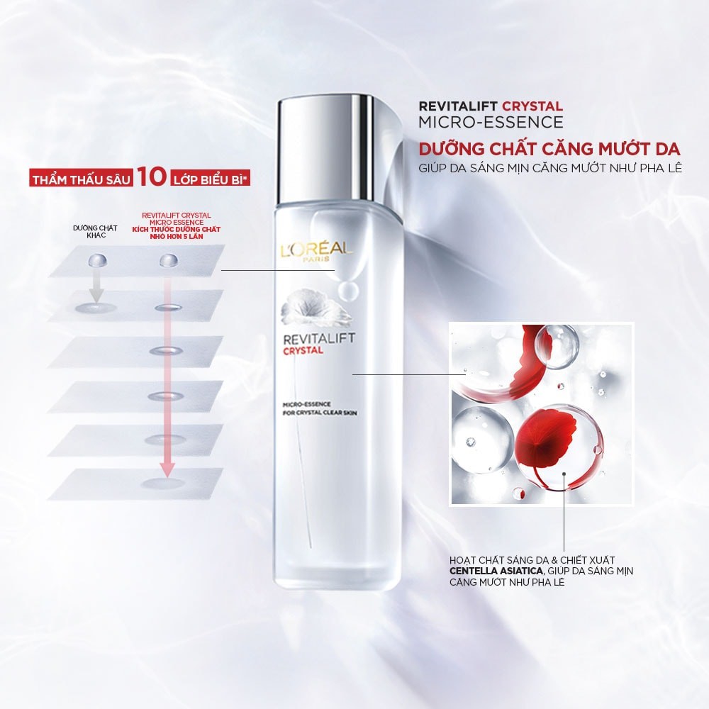 Dưỡng chất căng mướt da Loreal Paris Crystal Micro Essence 22ml