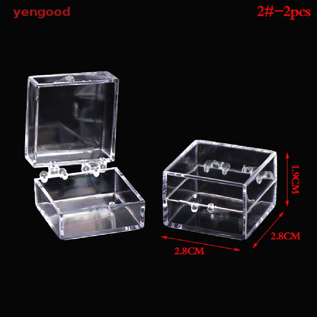 Set 2 Hộp Đựng Trang Sức Hình Vuông / Trái Tim Mini Trang Trí Nhà Búp Bê