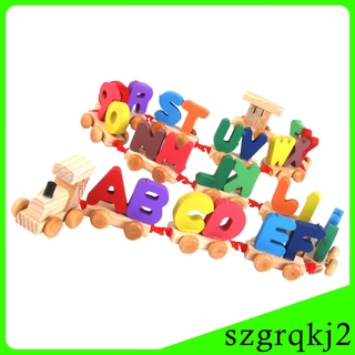 [Szgrqkj] Bộ đồ chơi xe lửa chữ bằng gỗ nhiều màu mới nhất
