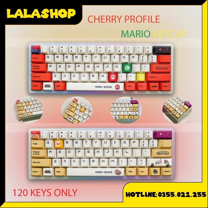 Set keycap thick PBT MARIO_Cherry profile 119 nút