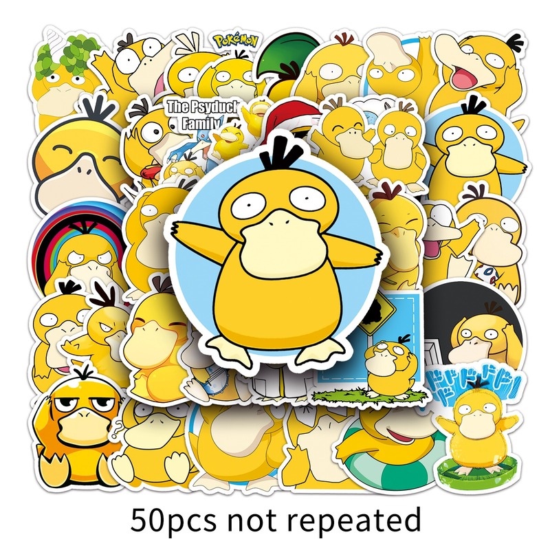 Z & M❀ Hình Dán Psyduck ❀ Bộ 50 Sticker Chống Thấm Nước Hình Pokemon Dùng Trang Trí
