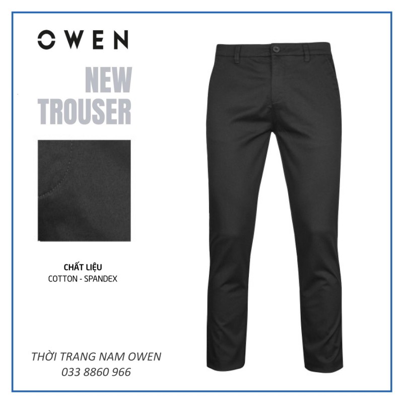 XẢ HÀNG OWEN - Quần kaki Owen chất thô co dãn màu đen 22006 - Quần kaki nam . ↺ .new * *