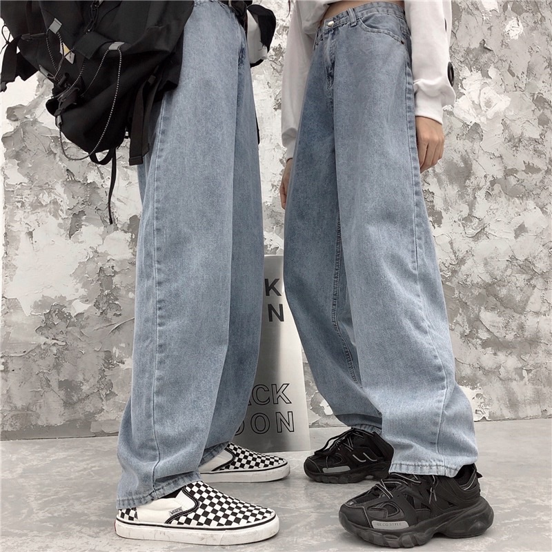 Quần Baggy jean suông phom rộng -quần bò nam nữ dáng ống rộng nam-phong cách hàn quốc- đổi trả nếu không ưngQ9