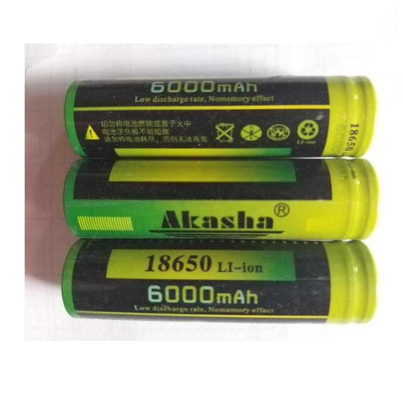 Pin sạc 18650 LI-ion Akasha 4.2V 6000mAh (giá bán 1 viên)