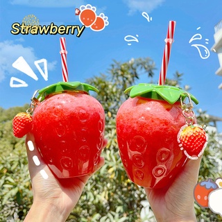 Cốc uống nước bằng nhựa thiết kế hình quả dâu tây xinh xắn dung tích 500ml