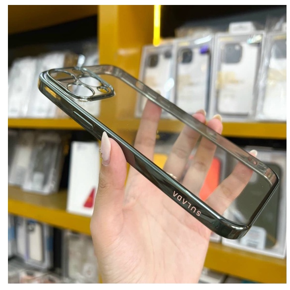 Ốp lưng Sulada Trong viền màu bảo vệ camera iPhone 13/13 pro/13 pro max chính hãng
