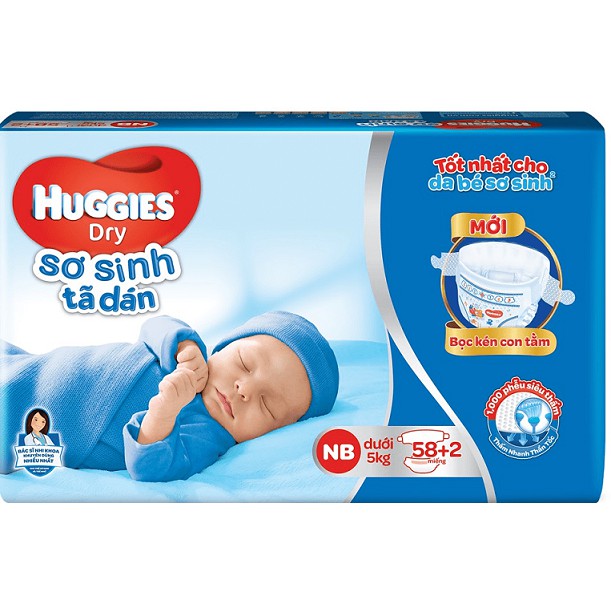 Tã dán sơ sinh New born (58miếng+2miếng)