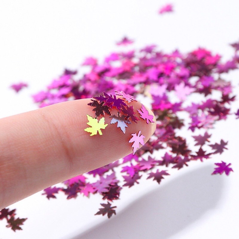 Sequin kim tuyến lá phong-phụ kiện nail móng