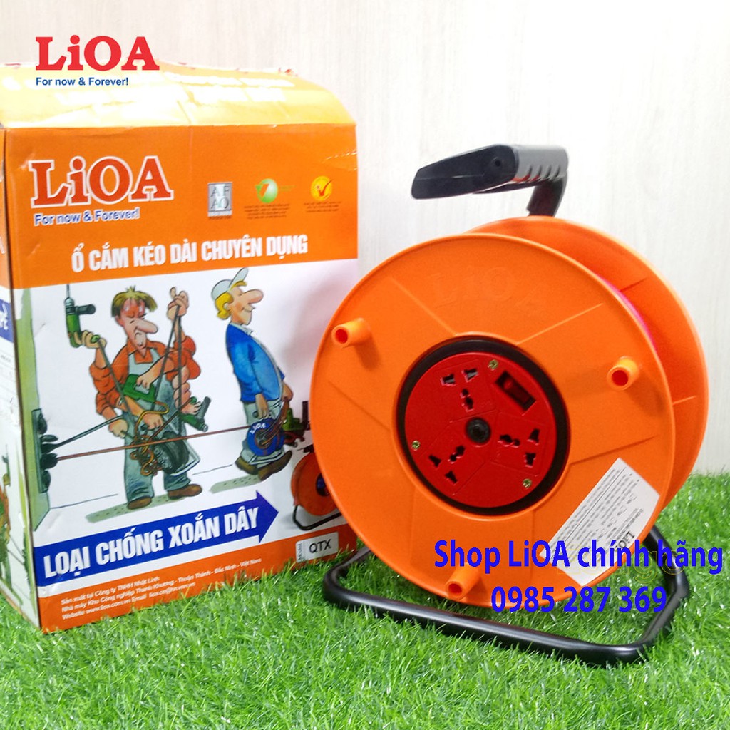 Ổ Cắm LiOA Quay Tay Kéo Dài Kiểu Rulo, Loại Chống Xoắn Dây, Dây Dài 20m/30m. Model QTX2025/ QTX3025