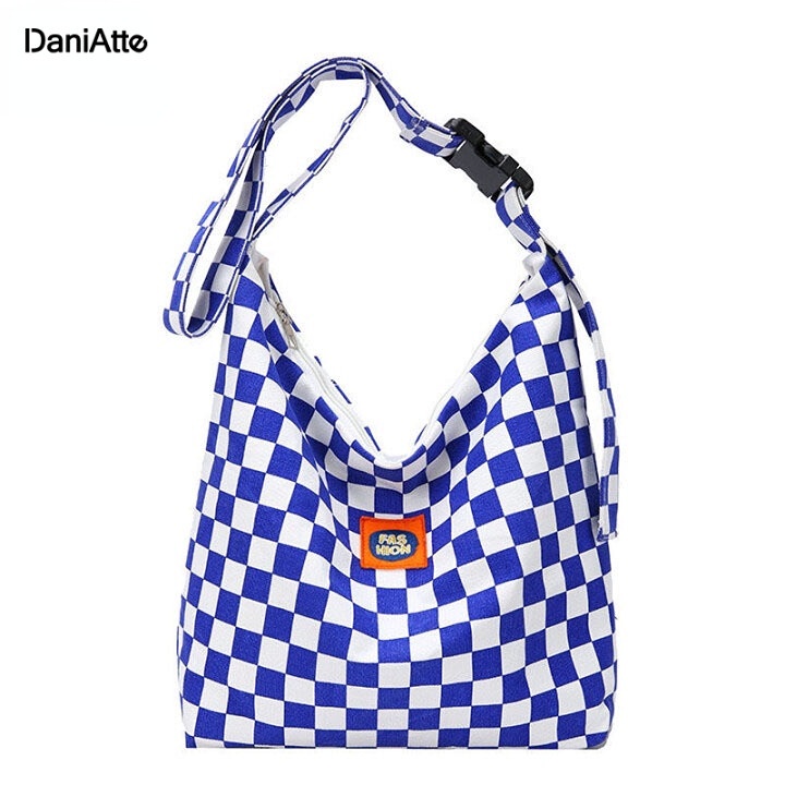 Túi xách YADOU vải canvas cỡ lớn kẻ sọc ca rô dễ thương cho nữ