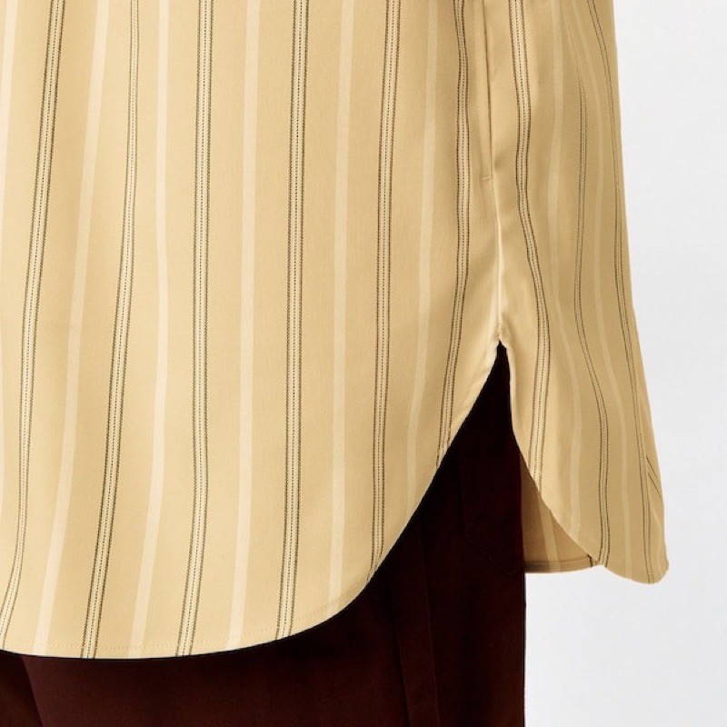 Áo sơ mi nam dài tay cổ tàu kẻ sọc dọc dòng oversize thời trang của GU - Nhật