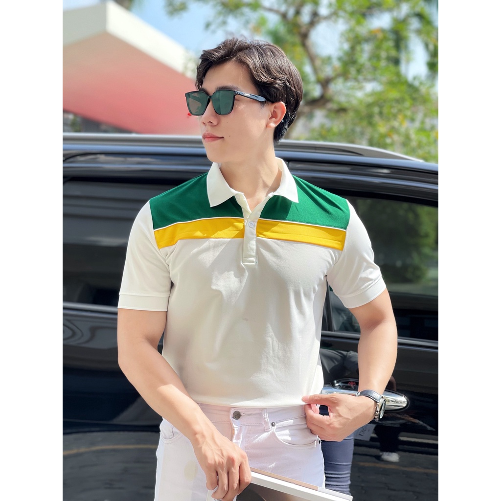 Áo polo nam cổ bẻ phối vai 2 màu chất vải cá sấu Cotton xuất xịn,chuẩn form, sang trọng - thanh lịch TB046