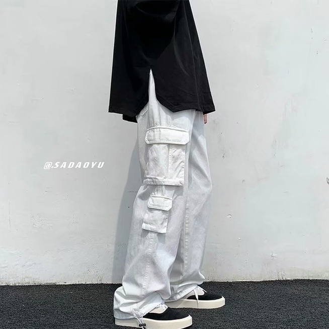 Quần Dài Thể Thao Ống Rộng quần ống suông Màu Trơn quần túi hộp nam Đơn Giản quần túi hộp nữ Thời Trang Dành quần nam