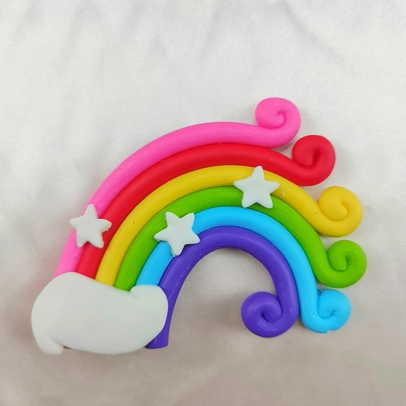 Phụ Kiện Trang Trí Bánh Kem Hình Cầu Vồng Bằng Đất Sét Mềm Nhiều Màu