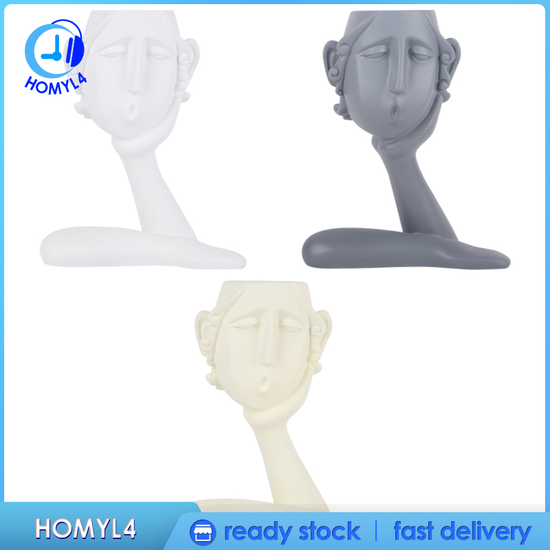 [CAMILA]Human Head Vase Flower Pots Statue Handcrafted Figurines Office Bookself TV Stand Decor Sculptures Collection