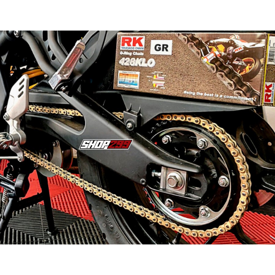 Sên RK 428 KLO phốt O-Ring 132L màu vàng (Gold) - Chính hãng RK Takasago thương hiệu Nhật Bản