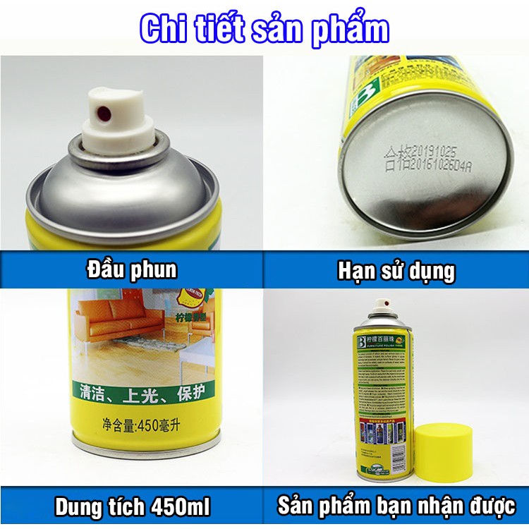 Chai xịt bọt vệ sinh nội thất ô tô Furniture Polish Botny B-1126 dung tích 450ml -TC AUTO
