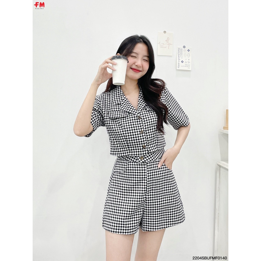 Set đồ nữ FM Style phối cổ VEST kèm quần short kiểu dáng thiết kế sang chảnh thời trang Hàn Quốc 210290065