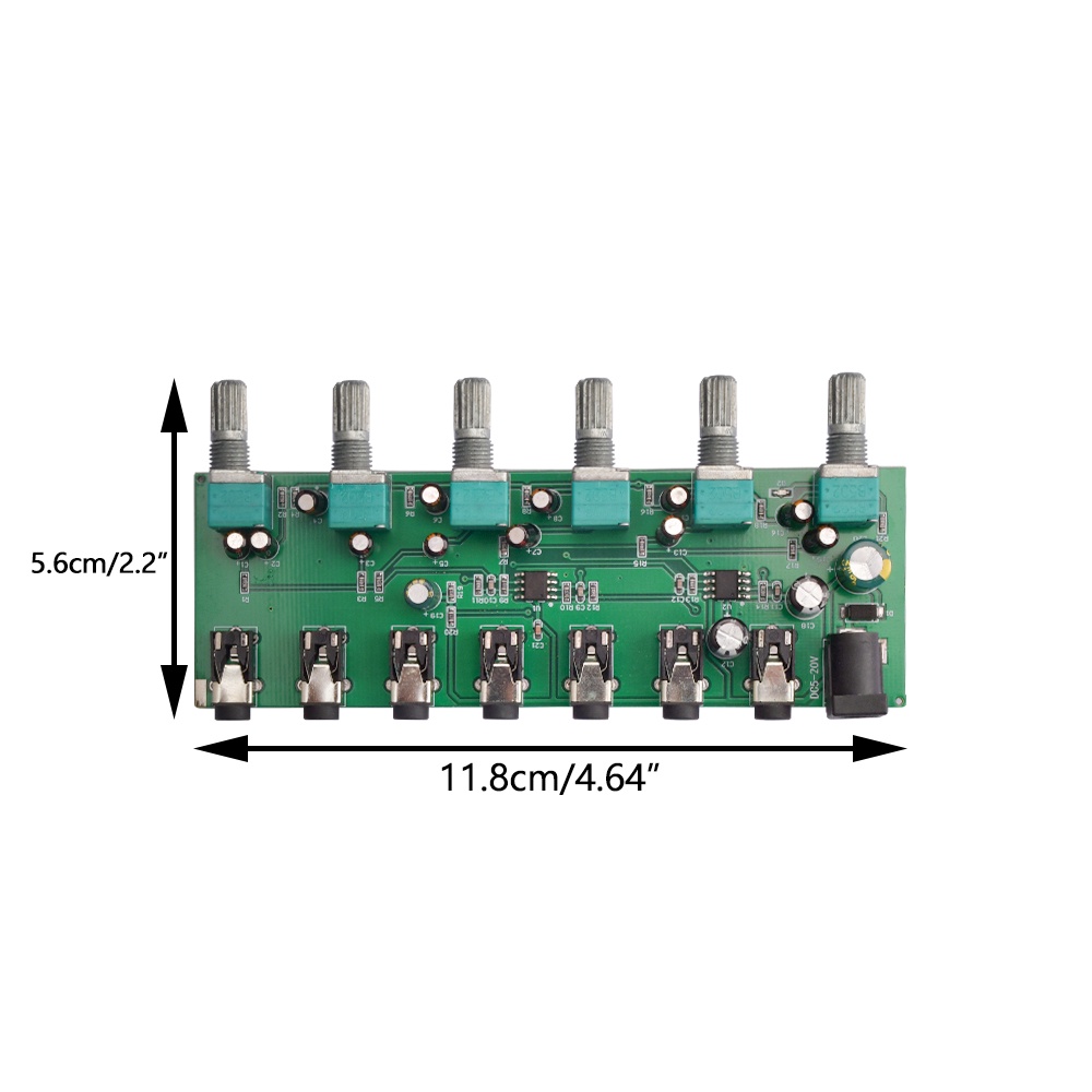 Bảng mạch trộn âm thanh Pcbfun DC5-20V 6 kênh 1 đầu ra + nắp núm vặn tiện dụng