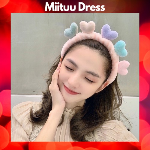 Băng đô rửa mặt trái tim băng đô cài tóc Hàn Quốc vải mềm cao cấp Công chúa xinh xắn đáng yêu cute dễ thương Miituu BD1