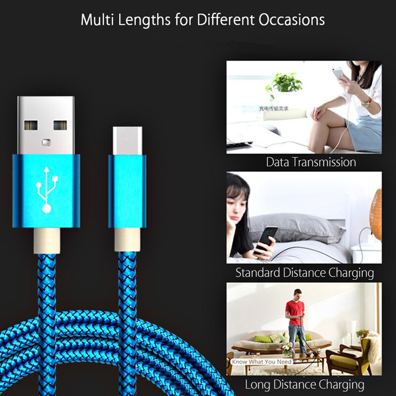 ANDROID Dây Cáp Sạc 1 / 2 / 3 Mét Type C Usb Cho Samsung Galaxy