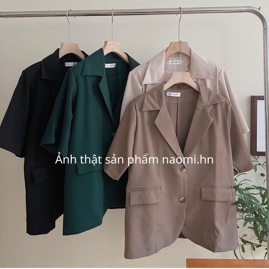 Áo khoác blazer ngắn tay 1 lớp dáng dài form rộng Hàn Quốc. Áo Vest nữ cộc tay dáng rộng nhiều màu HOTHIT