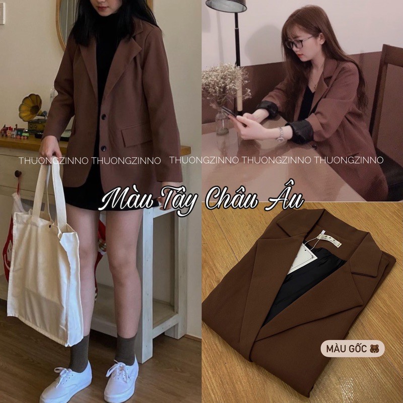 Áo blazer túi hộp nhiều màu hiện đại 2 lớp phong cách Hàn Quốc Áo vest khoác ngoài