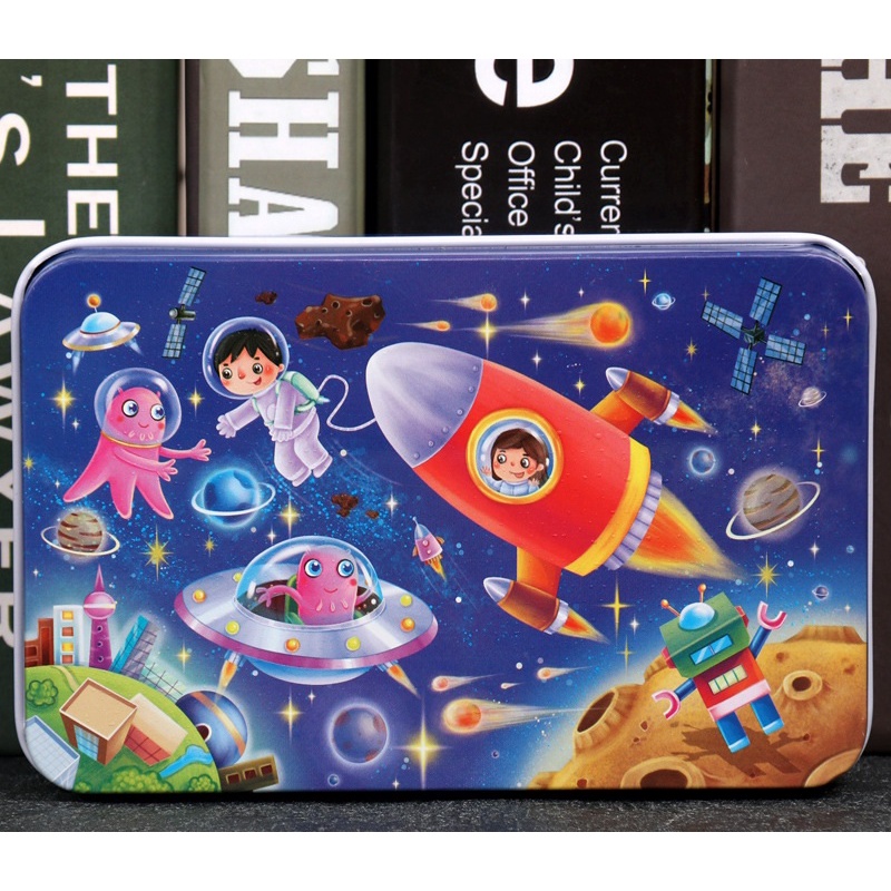 Bộ xếp hình 60 miếng Puzzle hộp sắt cao cấp cho bé