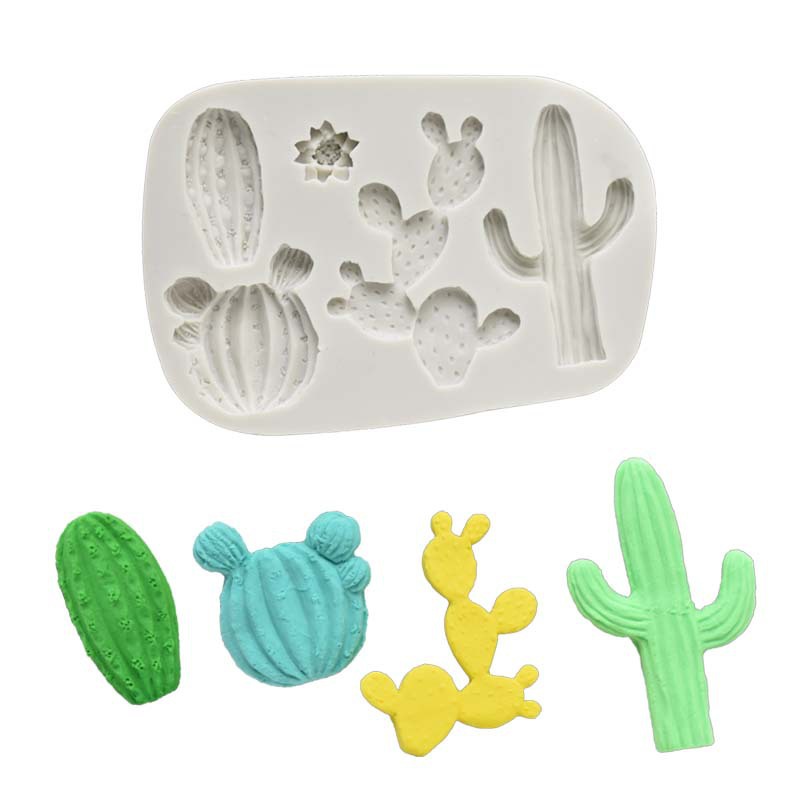 Khuôn Silicone 4 Lỗ Hình Cây Xương Rồng Làm Bánh Kẹo Chocolate