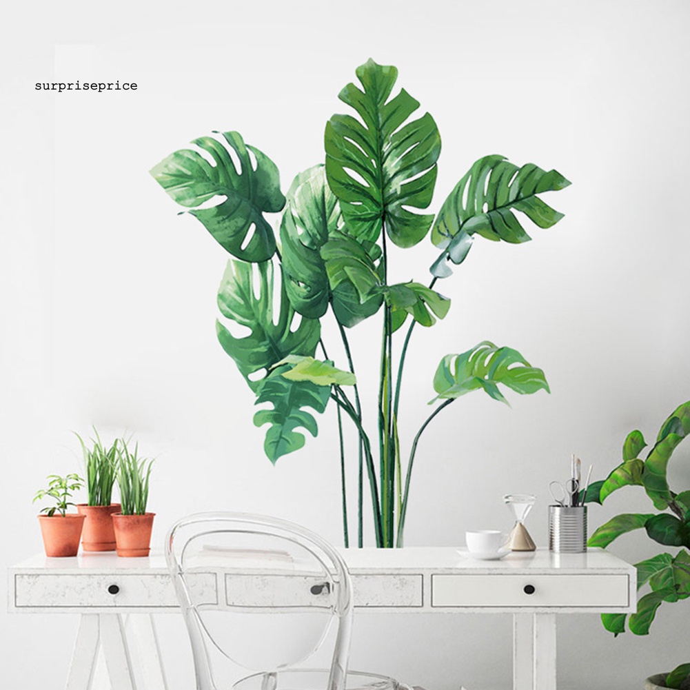 Decal dán tường Họa Tiết Lá Cây Nhiệt Đới Trang Trí Phòng Khách