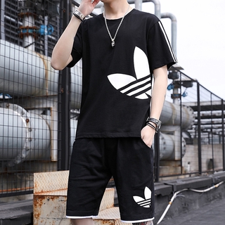 Set Đồ Thể Thao Adidas Mùa Hè Năm 2021 Gồm Áo Thun Cotton Tay Cộc Cổ Tròn Dáng Rộng Và Quần Ngắn Cho Nam