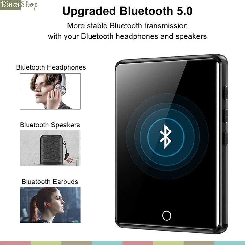 Ruizu M6 - Máy Nghe Nhạc Màn Hình Cảm Ứng 2.8 Inches, Bluetooth 5.0, Loa Ngoài, Pin 50h, Hỗ Trợ Thẻ Nhớ 128gb