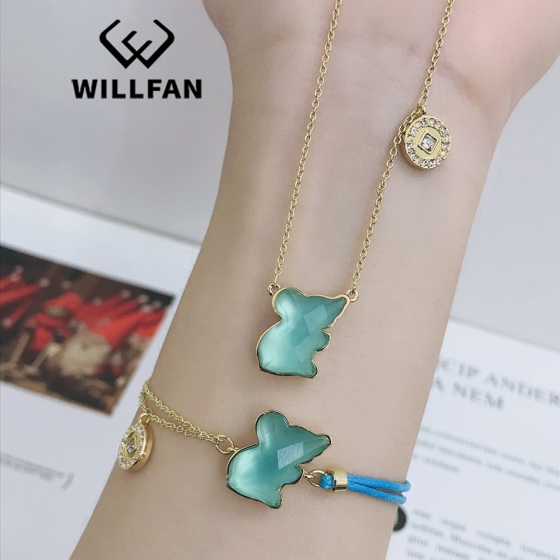 FREE SHIP Dây Chuyền Nữ WILLFAN Cute Crystal Mouse Necklace Bracelet Set Necklace Crystal suit FASHION cá tính Trang sức trang sức đeo THỜI TRANG