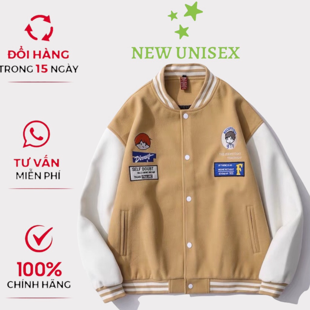 Áo Khoác Bomber Nỉ Phối Tay Hình Cậu Bé Form Rộng Unisex Siêu Hot Trend
